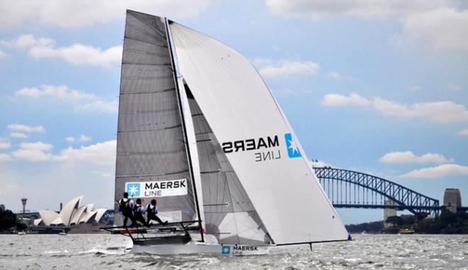 Maersk Line, skippered by the man responsible for the New Zealand resurgence in 18ft Skiff Racing © Frank Quealey /Australian 18 Footers League http://www.18footers.com.au